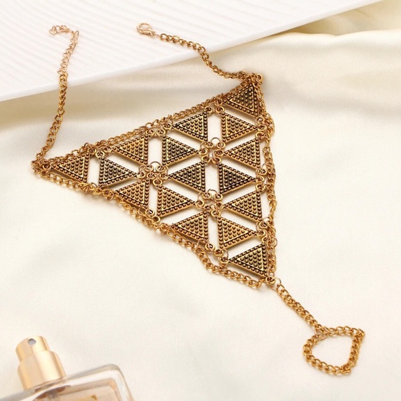 Triangle Boho Gold Anklet - Picture 2 of 4